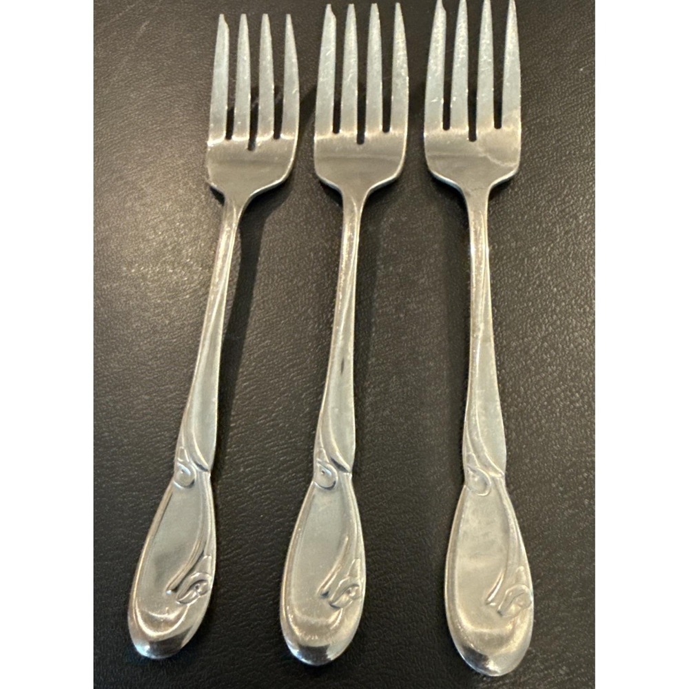 Oneida Deluxe Calla Lily Salad Fork Forks Stainless Steel Vintage Set Of‎ 3